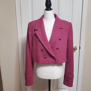 Zara Fuchsia/Hot Pink Textured Cropped Jacket, Size XL